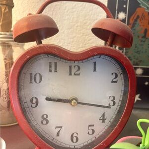 Red Heart-Shaped Wall Clock - vintage